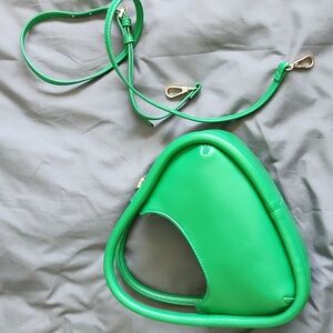 Green top handle purse